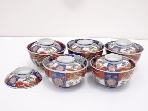 明治期　伊万里焼　染錦鳳凰紋　蓋茶碗5客